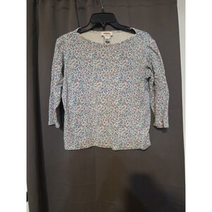 Talbots‎ Tee Women's Floral Long Sleeve Size Small Boat Neck Vintage Cottagecore